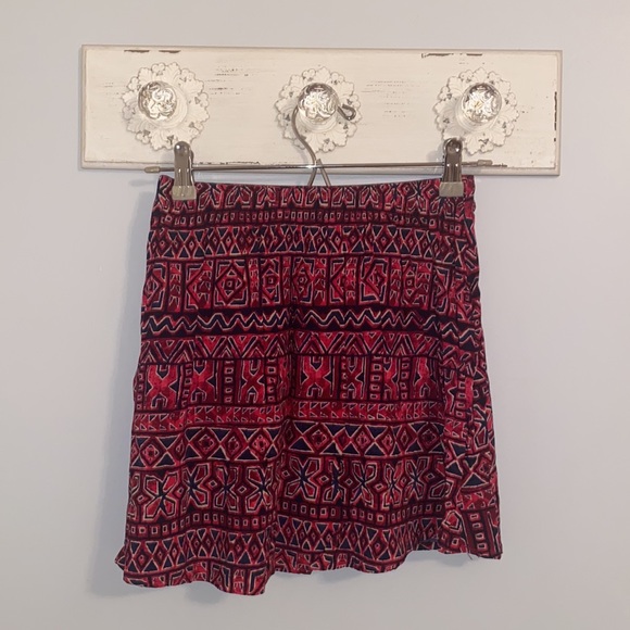 Red and Navy Blue Skirt with Aztec Design - Picture 2 of 2